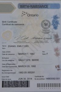 Ontario Birth Certificate