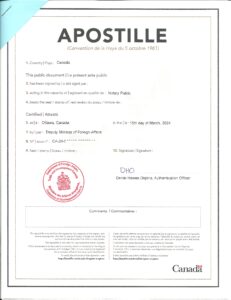 Sample of an Apostilled document